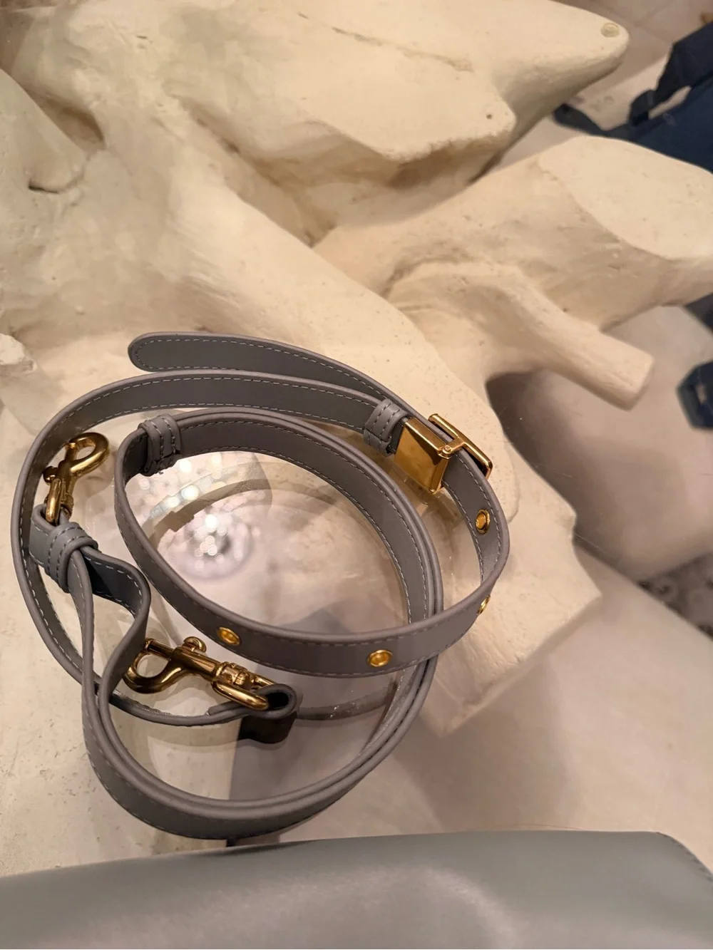 Christian dior Light Gray Leather Saddle Crossbody with Gold CD Hardware